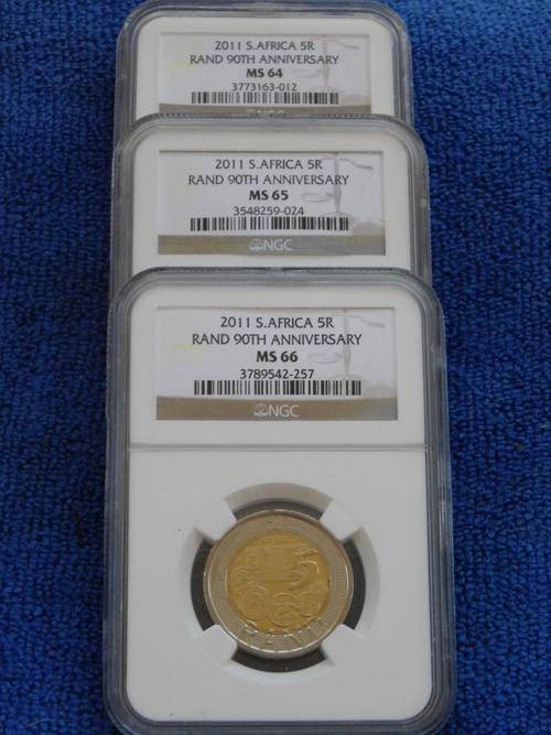 2011 SARB 90TH ANNIVERSARY 3 X COINS  NGC GRADED MS64 65 66. BID IS PER COIN TO TAKE ALL 3