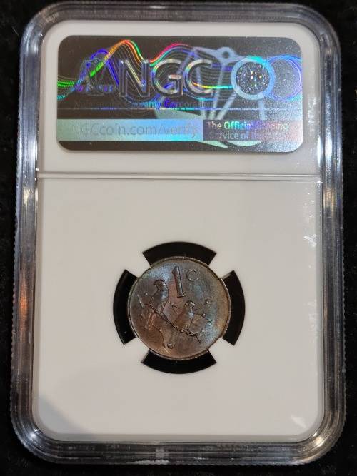 1965 SOUTH AFRICA ONE CENT - ENGLISH UNCIRCULATED- NGC GRADED MS64  BROWN. **CV IN UNGRADED R2000**