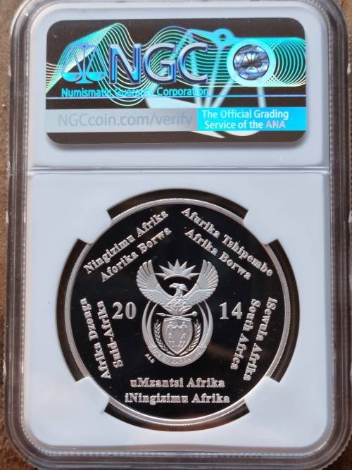2014 SOUTH AFRICA SILVER R2 - 20 YEARS OF DEMOCRACY- NGC GRADED PF69 ULTRA CAMEO