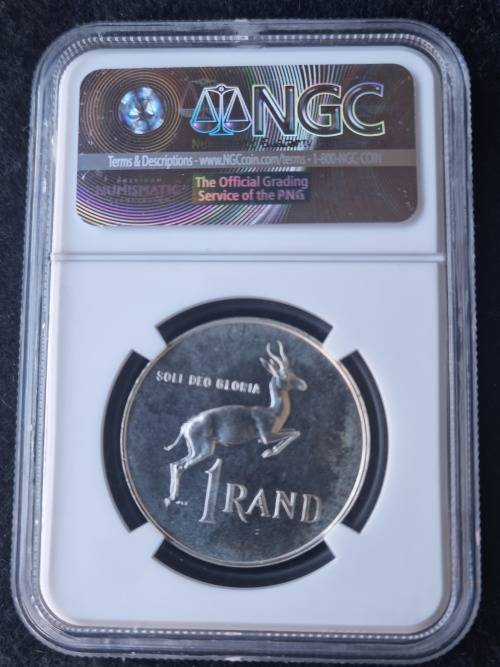 1965 SOUTH AFRICA SILVER R1 -ENGLISH- NGC GRADED PROOF 65 **HIGH GRADE**