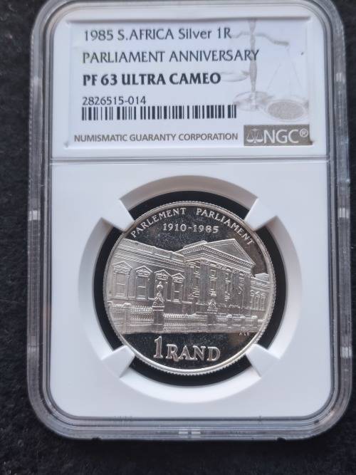 1985 SILVER R1 -PARLIAMENT ANNIVERSARY-  NGC GRADED PF63 ULTRA CAMEO