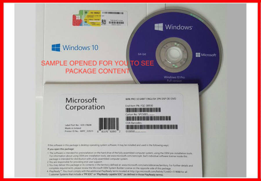 WINDOWS 10 PRO X64 ORIGINAL BRAND NEW SEALED RETAIL PACKAGING ORIGINAL WINDOWS DVD AND LICENSE