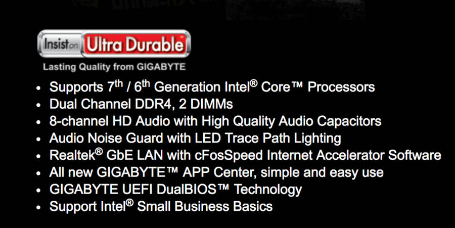 Gigabyte GA-H110M-DS2  LGA1151 Motherboard - Support For 7TH And 6TH Generation Intel Core I7 Proces