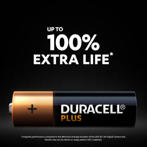 Duracell Plus AA Batteries - 4 Pack (New with 100% Extra Life*)