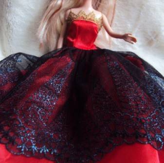 Barbie Fashion House -  Clothes, Handmade, Evening Dress Black / Red