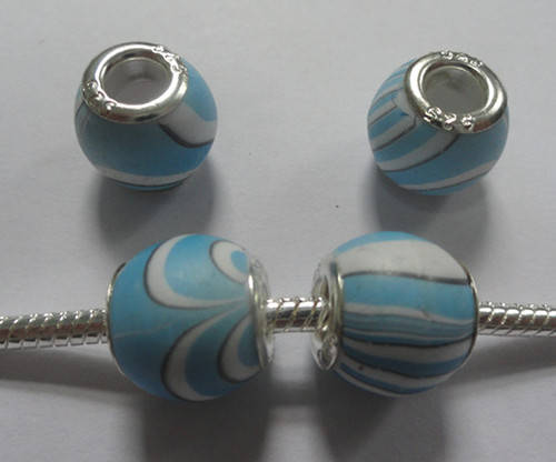 Bead, Acryl Bead with Silver Core - Blue
