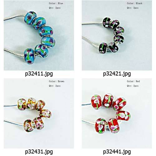 Bead, Murano Style Bead, Mixed Set of 8 Beads- fits most European Charm Bracelets