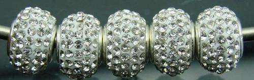 Bead with White Crystals, fits most European Charm Bracelets