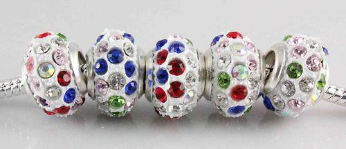 Bead with Crystals,  fits most European Charm Bracelets