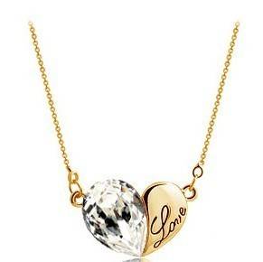 18K GP Rhinestone Crystal Heart Necklace