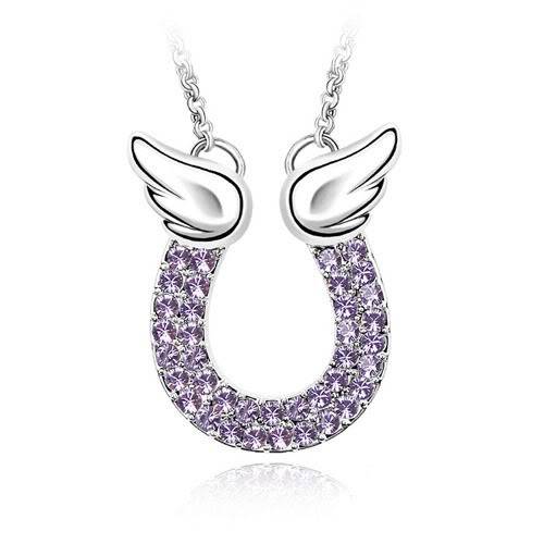 Rhinestone Necklace: Rhinestone with Wings - Purple