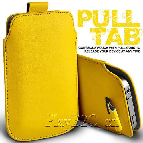 Yellow Leatherette Pouch Sleeve Bag Case Cover For Samsung Galaxy S4 i9500