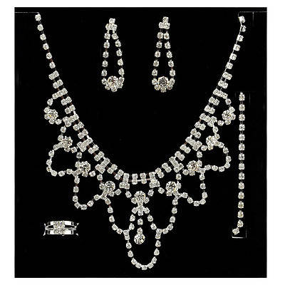 Rhinestone Crystal Set with Bracelets Necklace Earrings Ring Prom Bridal Wedding