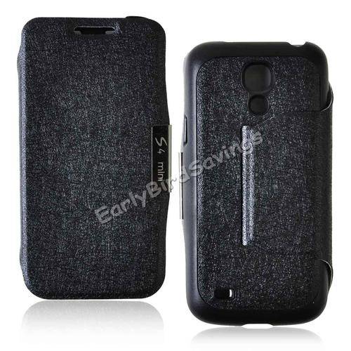 Black Cellphone Cover / Pouch Flip PU Leather Case Cover For Samsung Galaxy S4 mini