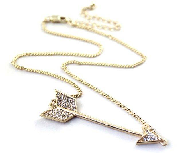 Crystal Arrow Pendant Choker Necklace