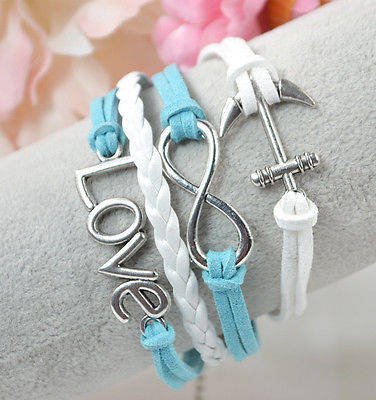Infinity Best Friend Love Charms Leather Suede Wrap Multi Strands Friendship Bracelet