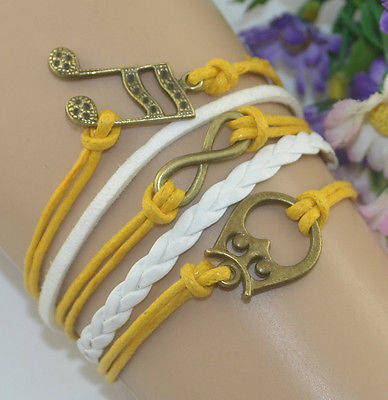 Infinity / Owl Friendship Charms Leather Suede Wrap Multi Strands Friendship Bracelet