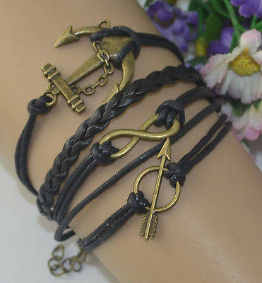 Infinity Friendship Charms Leather Suede Wrap Multi Strands Friendship Bracelet