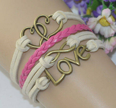 Infinity Friendship Charms Leather Suede Wrap Multi Strands Friendship Bracelet