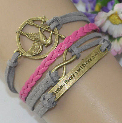 Hungergames Infinity Friendship Charms Leather Suede Wrap Multi Strands Friendship Bracelet