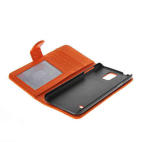 Samsung Galaxy S5 I9600 Orange Leather Wallet Stand Cover Case with Card Slot