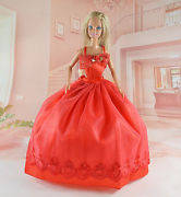 Barbie Fashion House -  Clothes, Handmade, Gown Evening Dress Red