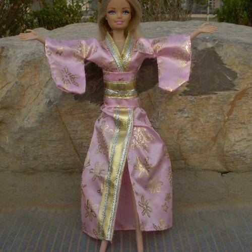 Barbie Fashion House -  Clothes, Handmade,Kimono - Pink
