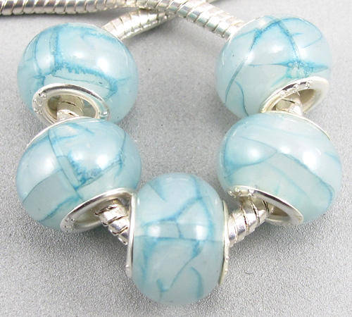 Bead, Blue Murano Style - fits most European Style Charm Bracelets
