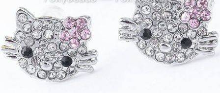 Hello Kitty Earrings Crystal - Pink