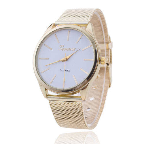 GENEVA Womens Ladies Crystal Watch Gold Mesh Quartz Wrist Watches