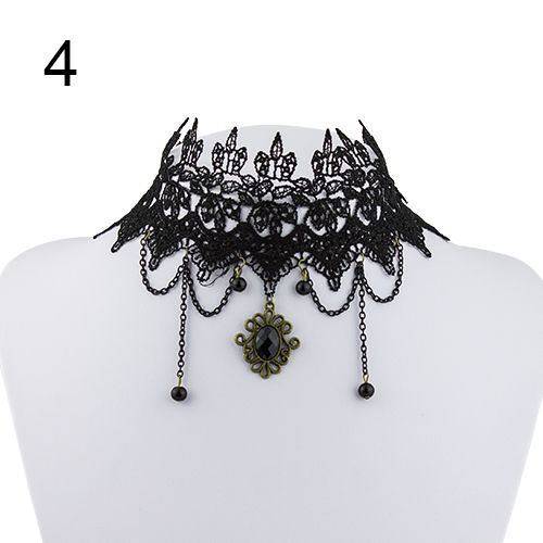 Gothic Black Lace Tattoo Choker Collar Punk Necklace Pendant Jewelry
