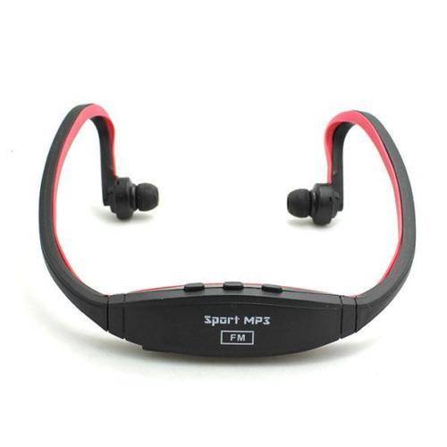 TF Card Music FM Player Wireless Earphones Head Hang Headphones Sport MP3 Red