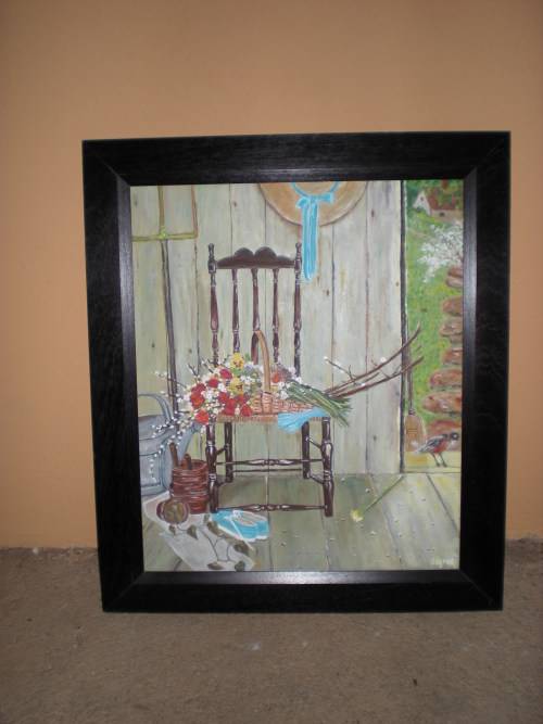 Painting - Oil Painting - Fully Framed "Chair in Shed"
