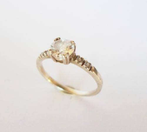 Sterling Silver - Classic Sterling Silver Ring Hallmarked with Faceted Stones