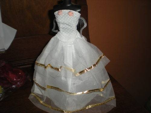 Last One - Barbie Fashion House -  Clothes, Handmade, Clothing - White Evening Dress with Wings