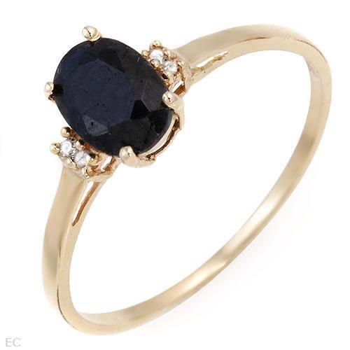 Genuine Diamonds and Sapphire Made of Yellow Gold- Size 7