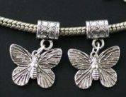 Tibetan Silver, Dangling Butterfly Bead