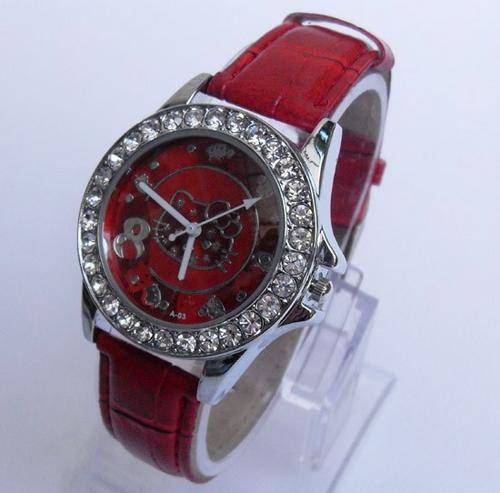 Hello Kitty Watch with Crystal in Red