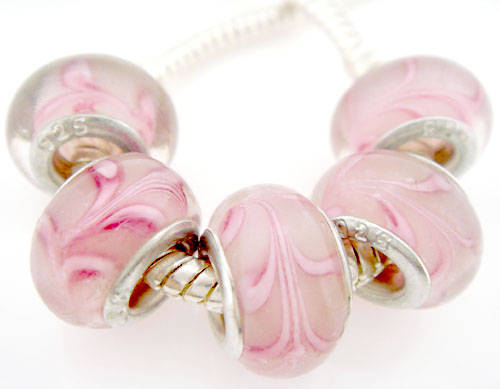 Bead, Pink Murano style Beads