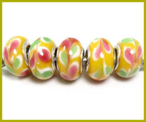 Bead, Yellow Murano Style Beads