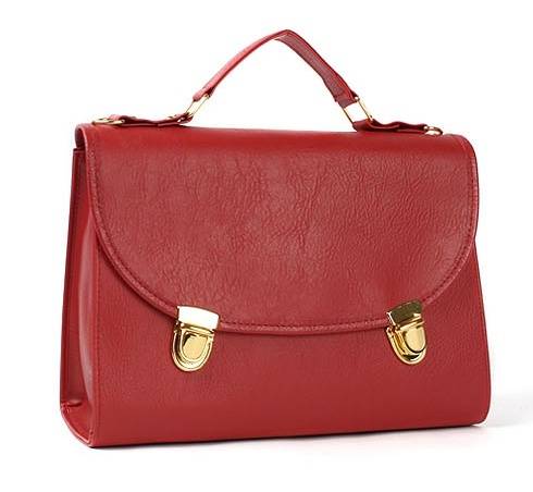 Faux Leather Handbag, Red