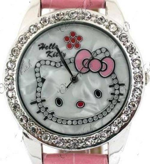 Hello Kitty Watch Pink with Rhinestones all around the face