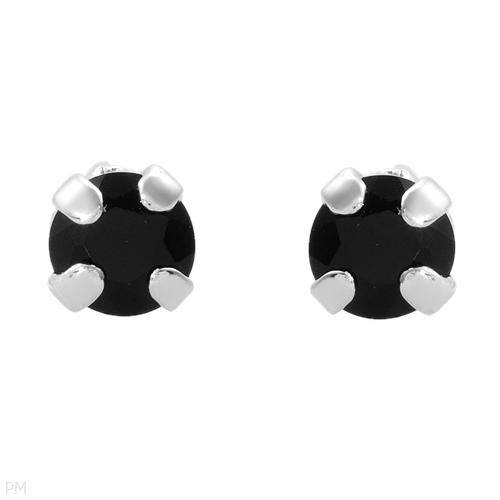 Lovely Stud Earrings in 925 Solid Sterling Silver - Genuine Onyx