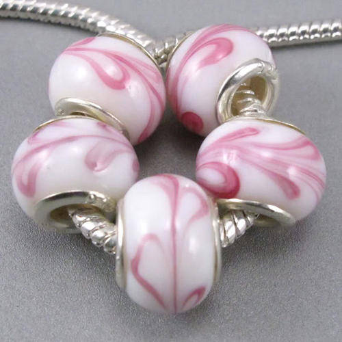 Bead, Murano Style Bead, Pink
