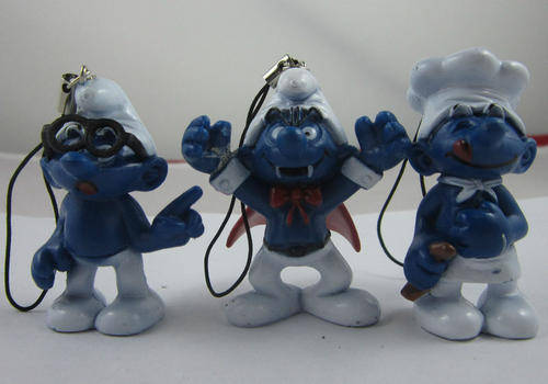 Charms / Phone charms, Smurf - Set of 3