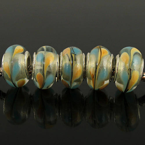 Bead, Murano Style Bead, Blue - fits most European Style charm Bracelets