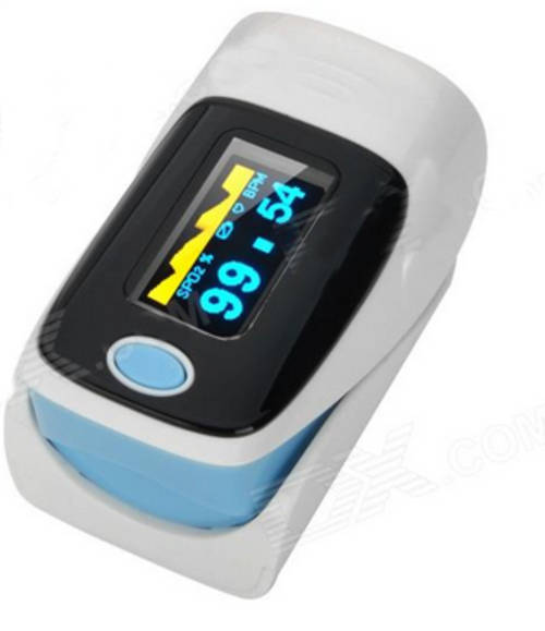 Heart Rate Monitor Fingertip Pulse Oximeter - Blue + Black