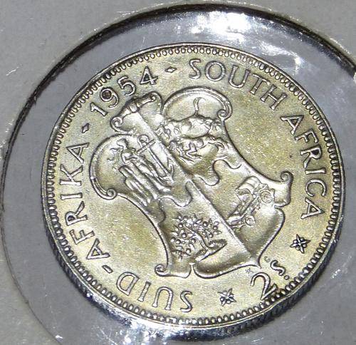 1954 SOUTH AFRICA SILVER 2 SHILLING Queen Elizabeth II