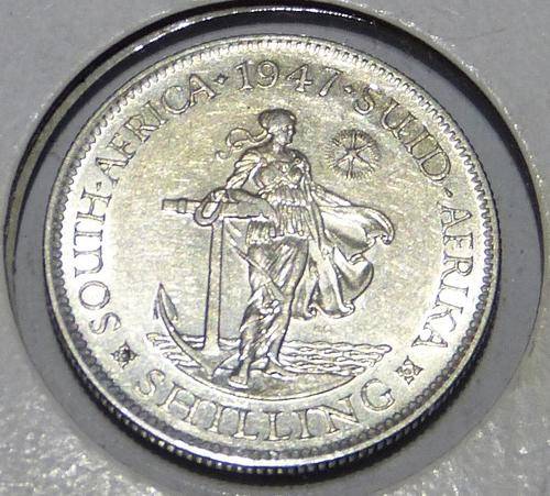 1947 SOUTH AFRICA SILVER 1 SHILLING KING GEORGE VI