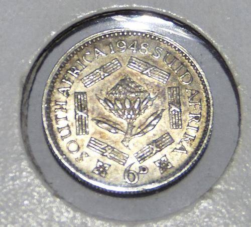 1948 SOUTH AFRICA SILVER 6 PENCE KING GEORGE VI